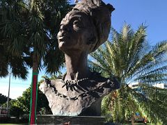 15 Bust of Nanny of the Maroons (1686-1750) who led formerly enslaved Africans, Windward Maroons, who fought against British colonizers in Emancipation Park Kingston Jamaica